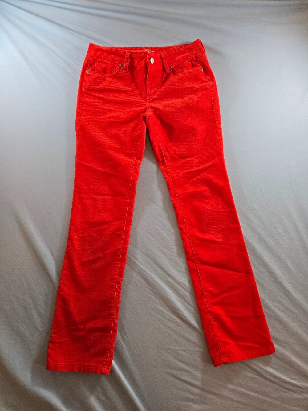 Ann Taylor‎ Loft Women's 2P Red/Orange Corduroy Modern Straight Pants Petite